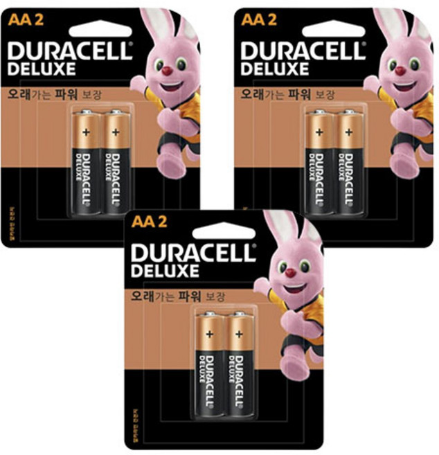 듀라셀 디럭스 알카 AA건전지, 2개입, 3개