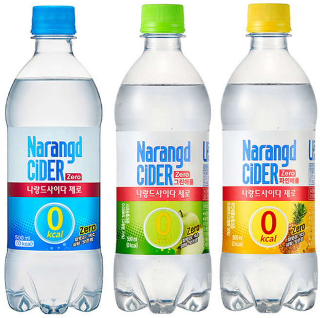 나랑드사이다 3종세트 4+4+4 제로 파인애플 그린애플 500ml
