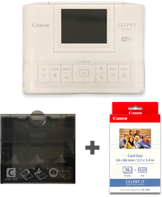 캐논 셀피 포토프린터 CP1300(화이트)+PCC-CP400카세트+KC-36IP포토용지 세트제품