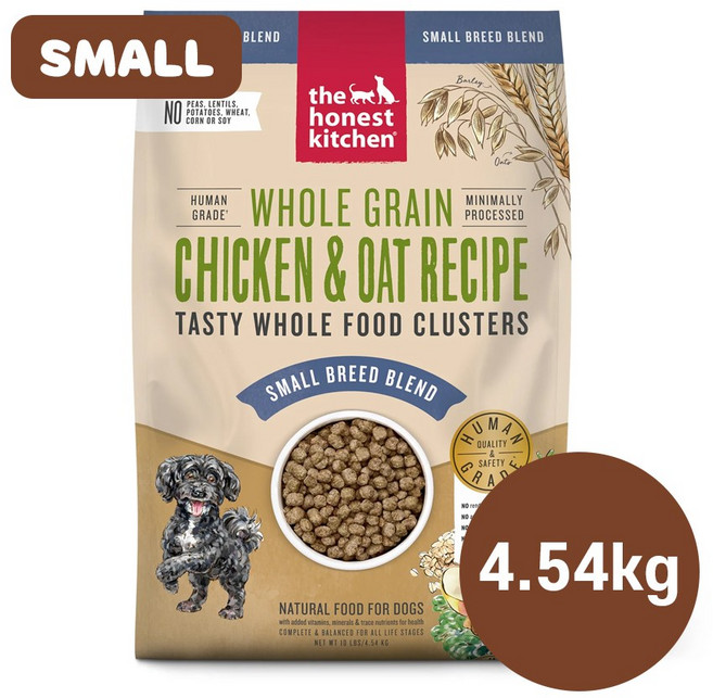 디어니스트키친 클러스터 홀그레인 치킨&오트 10LB 스몰브리드 소화개선 부드러운 소형 포메 말티즈 시츄 치와와 노령견 아기 강아지 사료, 4.53kg, 1개, 닭