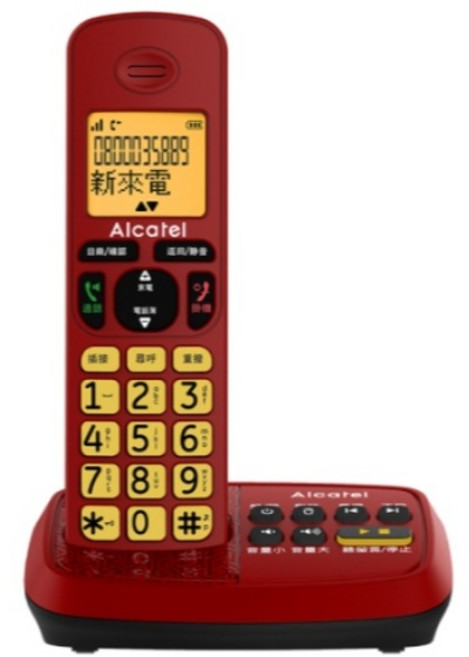 ALCATEL 阿爾卡特 中文顯示數位無線答錄電話 TA500TW 大按鍵 中文介面, 1個