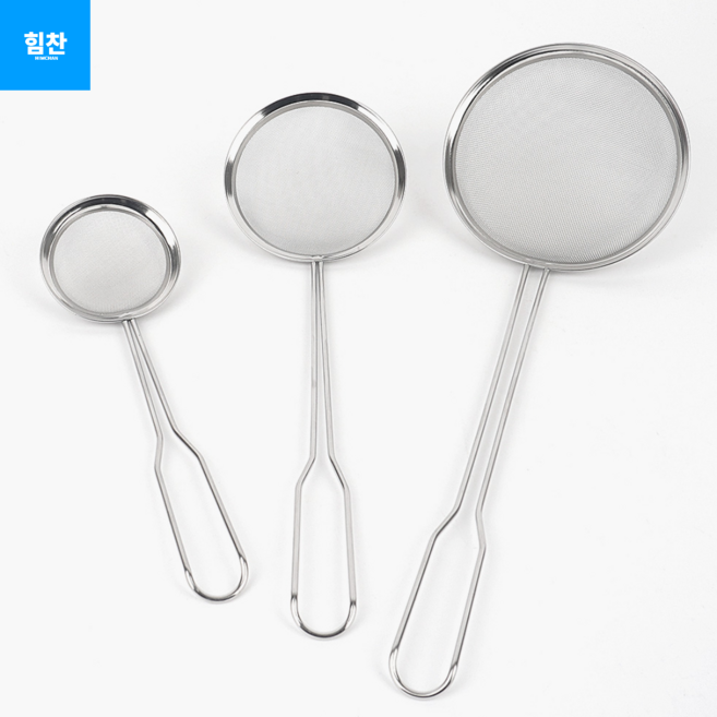 힘찬쇼핑_ 국물 요리 육수 끓일 때 불순물 걷어내기 용이한 스텐 거품국자 건지기 거품건지기 면뜰채 스텐건지기 스텐에리스채반 건지개 거품국자, 1개