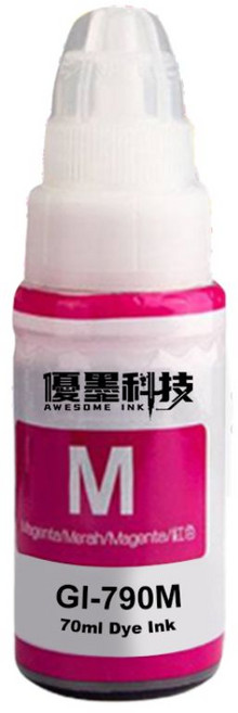 優墨科技 台灣副廠 適用CANON GI-790 G1010 G2010 G3010 G4010 G2002 G3000 染料墨水, 品紅 70ml（打統編請備註）, 1個