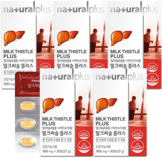 내츄럴플러스 차태현 간건강 밀크씨슬 30정 / 실리마린 아연, 5박스
