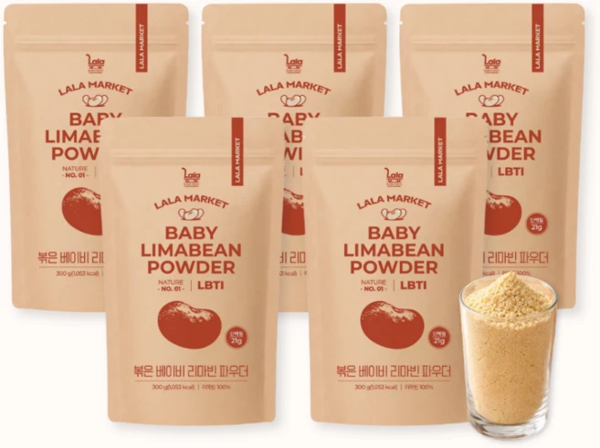 라라마켓 페루산 볶은 베이비 리마빈 파우더, 300g, 5개 - 쿠팡