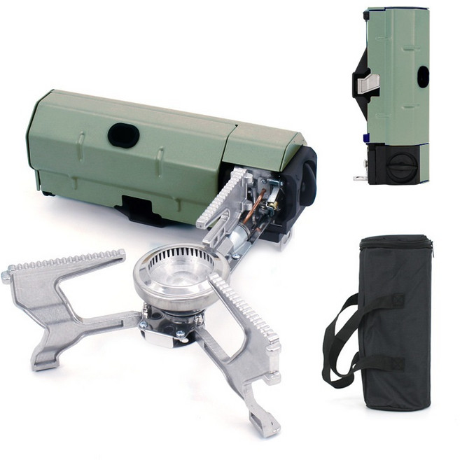 HANIKA 미니 휴대용 접이식 캠핑 카세트 버너 가스렌지, 1개, 그린