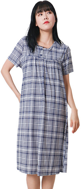 폭스 냉감 심플 반팔 원피스 잠옷 E6 여성용