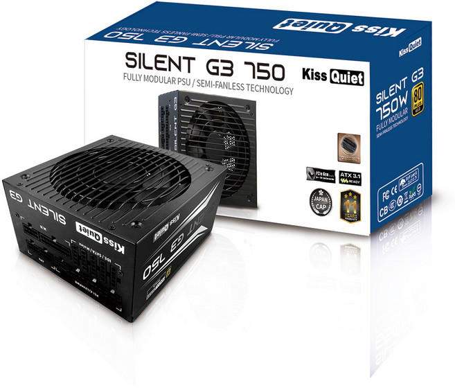 Kiss Quiet (ATX3.1 & PCIE5.1)Silent G3 金牌 全日系 電源供應器, 750W全模組(黑色) 超商只能1顆, KS-750GMB