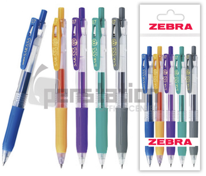 제브라 사라사클립 젤잉크펜 0.7mm 5개 세트, 0.7(페일블루+오렌지+퍼플+블루그린+그레이)세트