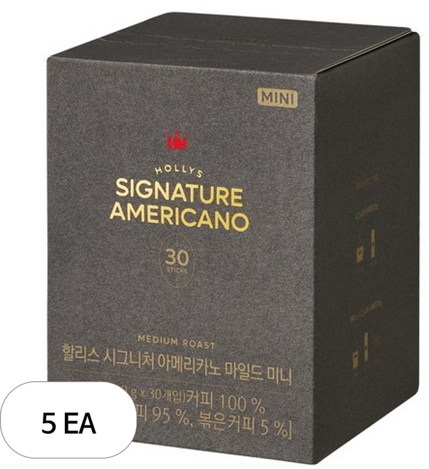 할리스 시그니처 아메리카노 마일드 미니 스틱커피, 900mg, 30개입, 5개, 900mg