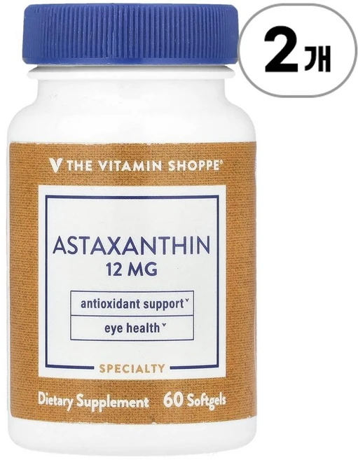 비타민숍 아스타잔틴 12mg The Vitamin Shoppe Astaxanthin 12 mg 60정, 2개 - 쿠팡