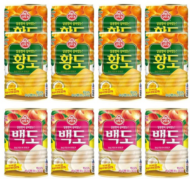 오뚜기 황도400g 8개+백도400g 4개, 12개, 400g