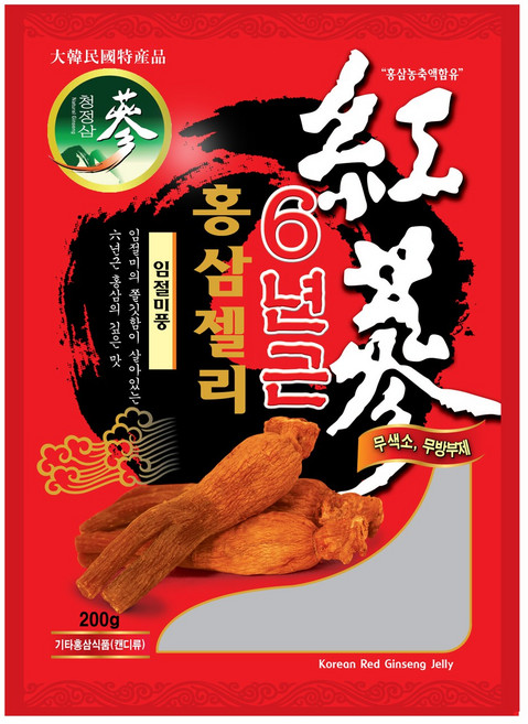 청정인삼 6년근 고함량 홍삼 젤리, 200g, 6개