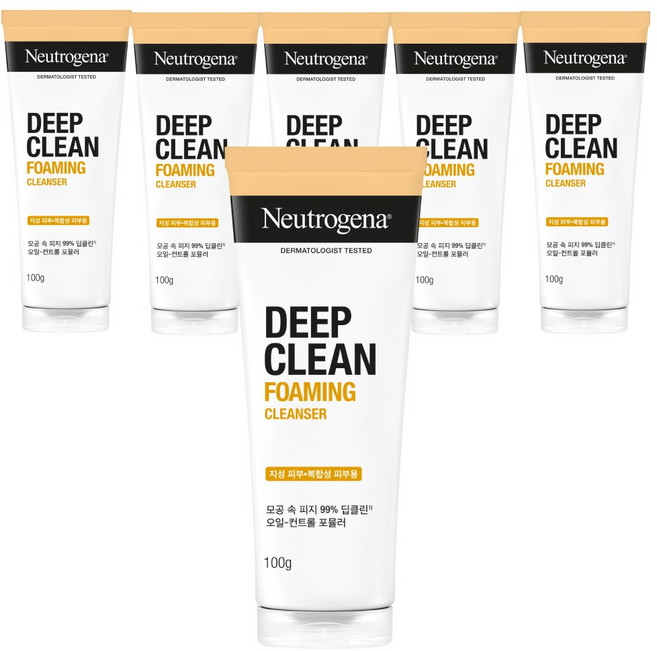 뉴트로지나 딥클린 포밍 클렌저, 100g, 6개