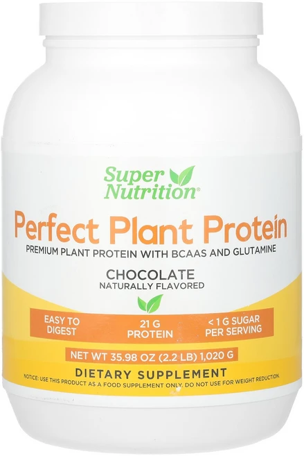 Super Nutrition 퍼펙트 식물성단백질 분리완두콩단백질 BCAA 크랜베리씨 치아씨 사차인치씨 함유 초콜릿 맛 1 020g(2.2lbs) Nutrition, 1개 - 쿠팡