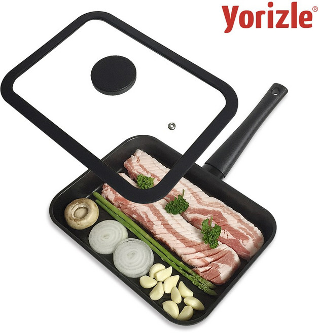 요리즐 피쉬그릴팬 인덕션 압력 생선구이팬 삼겹살팬 멀티팬 사각 후라이팬, 1개, 28x20cm