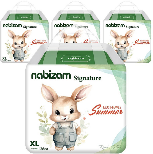 나비잠 기저귀 시그니처 썸머팬티 4팩, 104매, 특대형(XL)