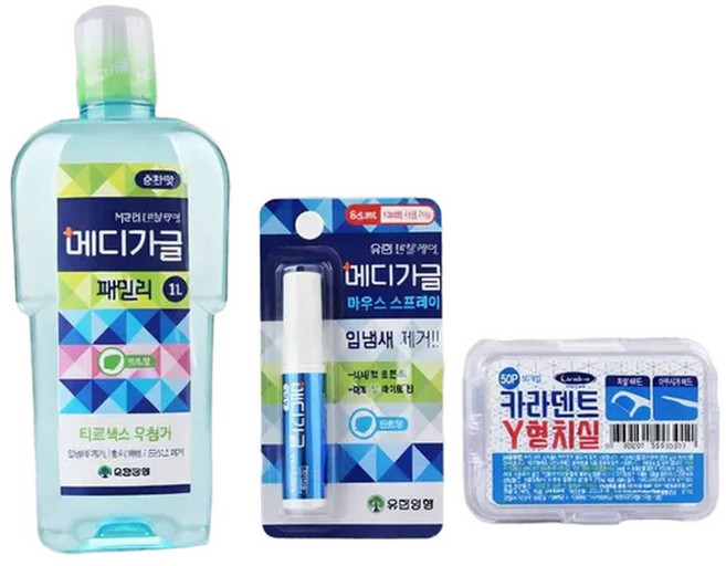 유한 메디가글 패밀리 1L+ 민트 스프레이 + 치실 50p / 순한 가글, 1개, 1L