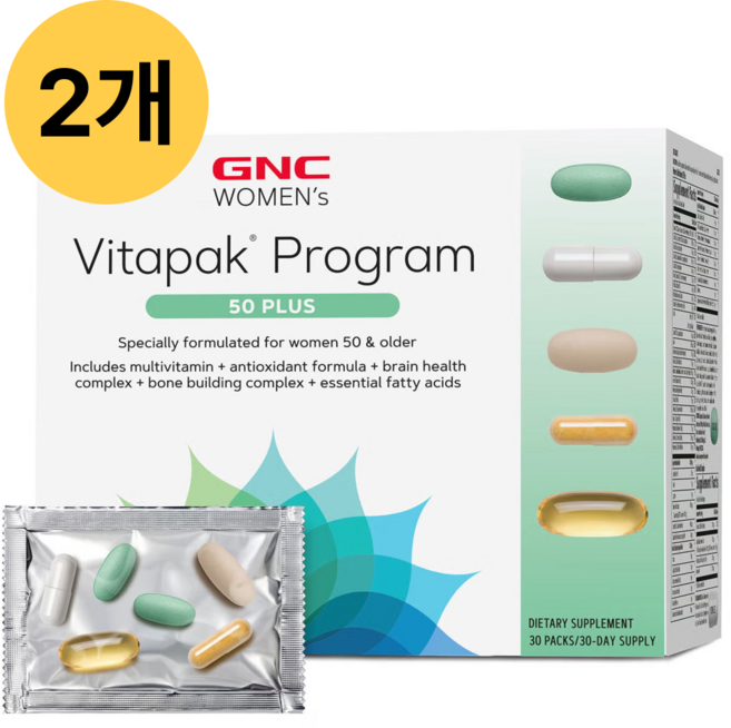 지엔씨 GNC 우먼스 여성용 50 플러스 비타팩 프로그램 30팩, 2개, 30회분