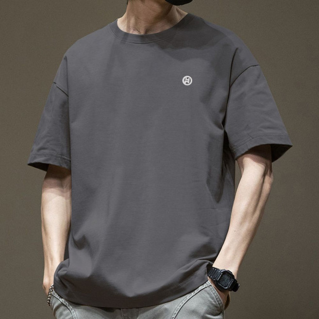 ATstyle 純棉短袖上衣 落肩款休閒素T