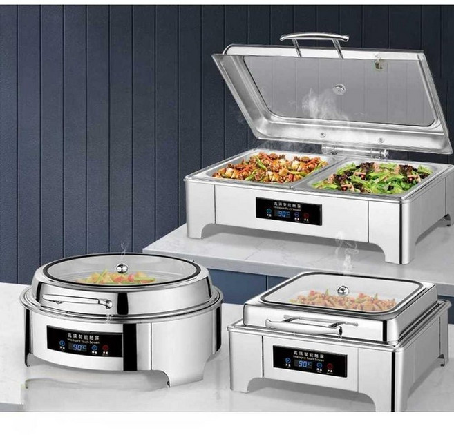 차핑디쉬 푸드워머 업소용 보온기 식기 전기 가열 정사각 단일 그리드 6L 터치 온도, 사각 단일 펀칭 6L 터치 온도
