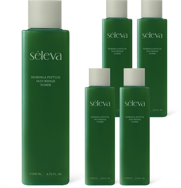 셀레바 펩타이드 무자극 토너 식약처 인증+8가지 임상 개선 에센스 주름 미백 이중 기능성 모링가 리페어 피부과 닦토 스킨, 5개, 200ml