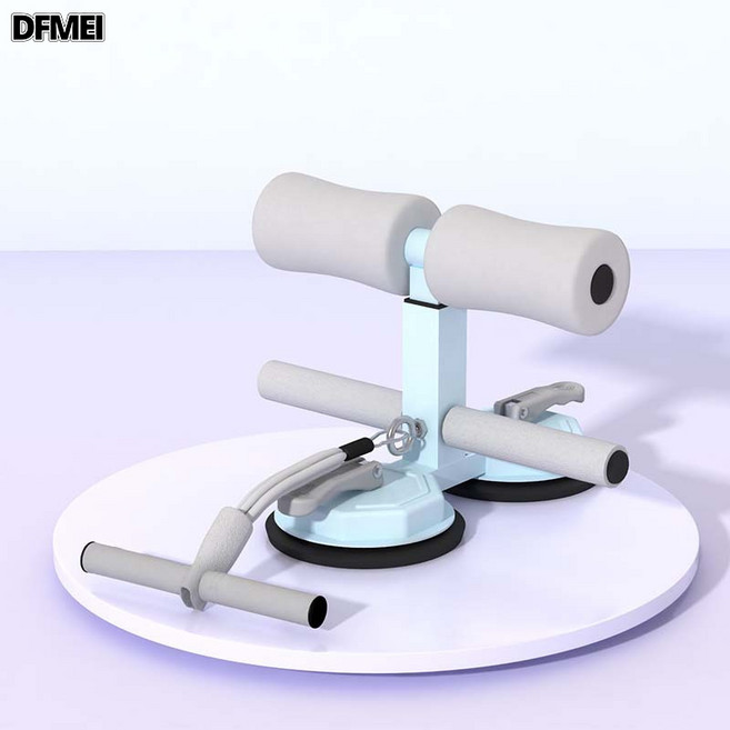 DFMEI 仰臥起坐輔助器中考專用卷腹器多功能拉力器家用帶吸盤健身器材, 参考详情, 絲灰藍二代雙吸盤-拉彈款