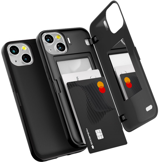 아이폰 심플 마그네틱 카드2장 수납 미러 도어 범퍼 휴대폰 케이스