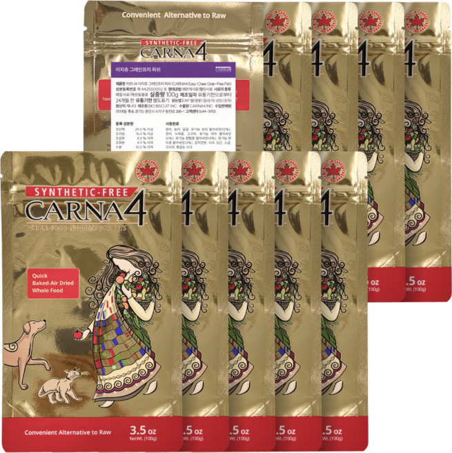 카르나4 이지츄 그레인프리 피쉬, 흰살생선, 100g, 10개