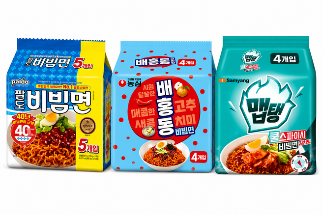 팔도 비빔면 5p + 농심 배홍동 4p + 삼양 맵탱 쿨스파이시 4P, 1세트