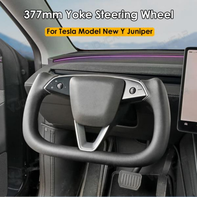Vjoycar 377mm 요크 레이싱 핸들 테슬라 모델 3 하이랜드 뉴 Y 주니퍼 나파 크래프트 커스터마이징 스티어, 04 3 Highland White
