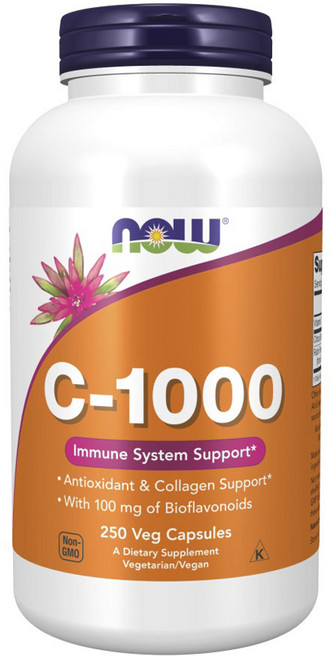 NOW Foods 維生素C-1000生物類黃酮素食膠囊, 1罐, 250錠