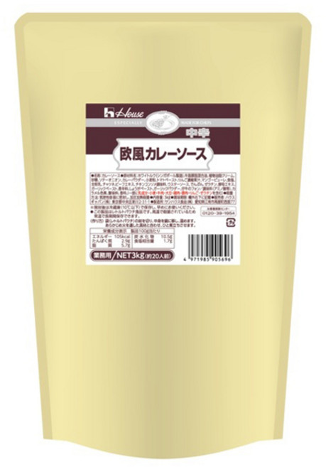 House 好侍 大容量歐式咖哩醬 中辣, 1個, 3kg
