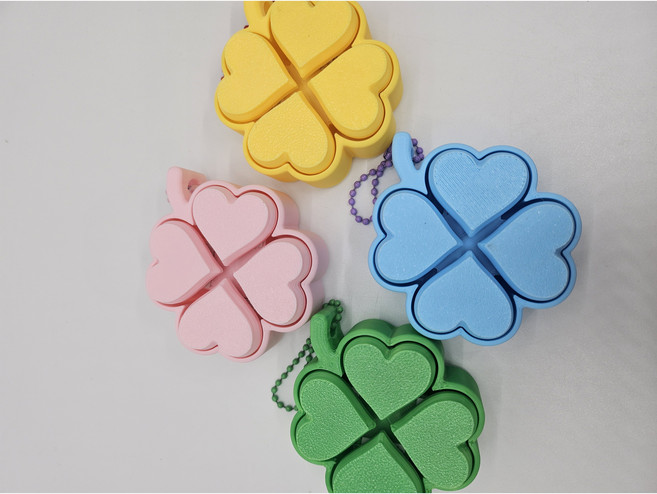 SNS 핫아이템 행운의 네잎클로버 키보드키캡 딸깍이 키링 4종세트, 1개, 혼합색상