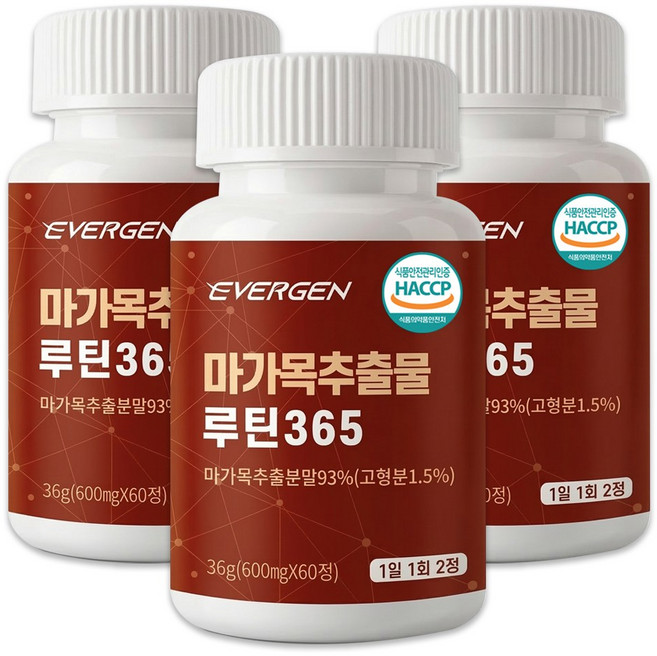 에버젠 마가목 추출물 루틴365 식약처 HACCP 인증, 3개, 60정