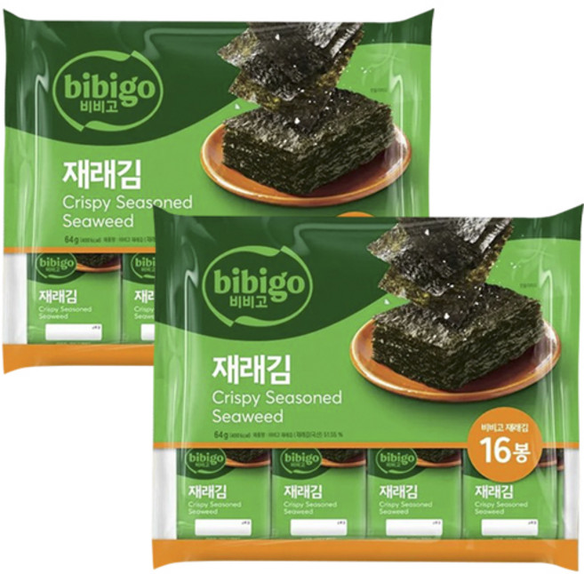 비비고 재래김 도시락김 16p, 64g, 2개