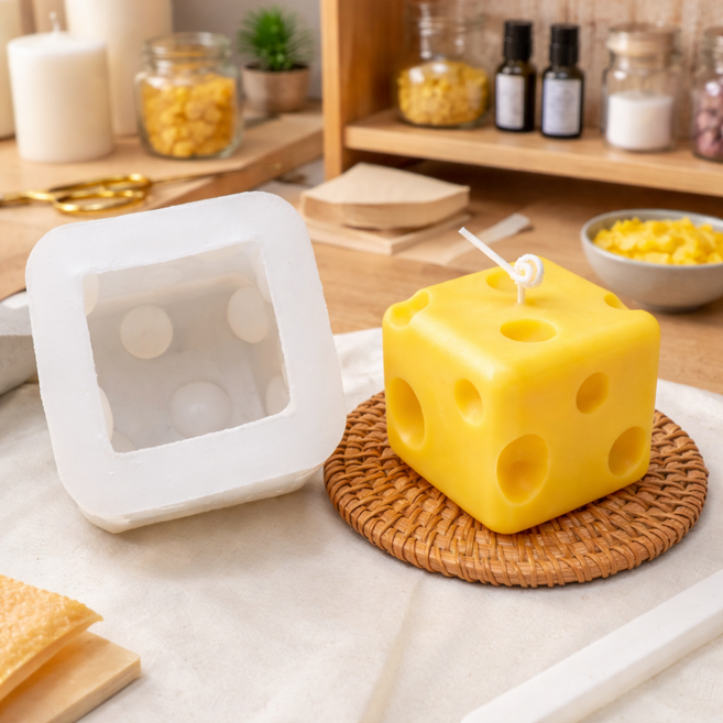 아이레노 수제몰드 사각치즈 말랑한 실리콘 재질 입체 캔들 석고방향제