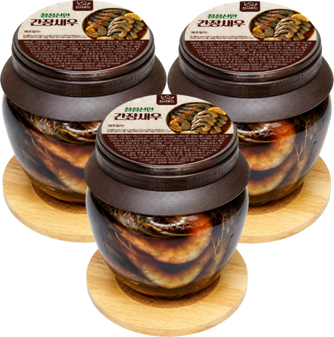 명품수산 신안생새우100% 천연간장 국산 알배기 새우장 간장새우 1kg (13-15미), 3개