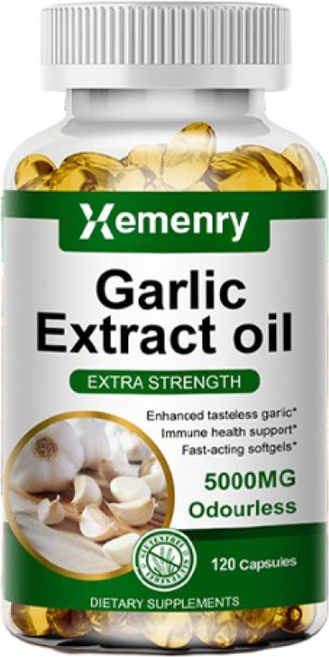 콜레스테롤 저하 심혈관 및 심장 건강 증진을 위한 유기농 무취 마늘 5000mg 캡슐, 1개, 120정