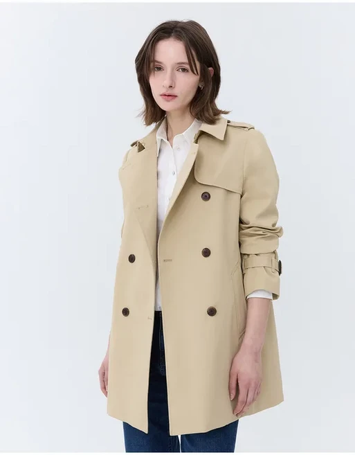 헤지스 여성 베이지 면혼방 트렌치코트