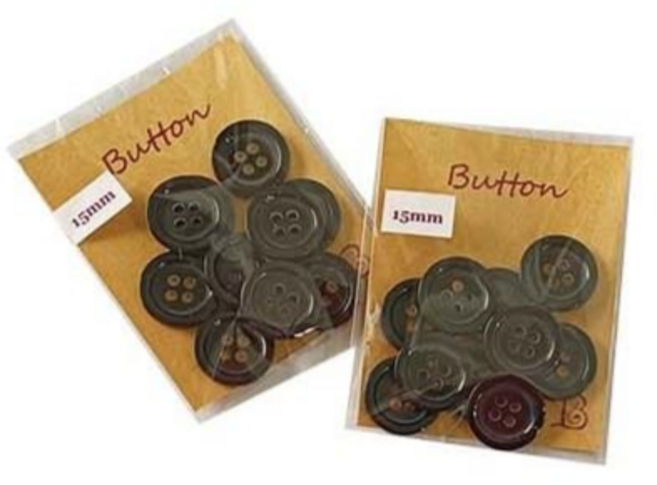 佰昇國際 Baisheng 15mm 四孔鈕扣 手工藝配件 標準鈕釦, 1個, 黑色