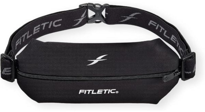 Fitletic 액티브 라이프스타일 패니 팩 미니 스포츠 러닝 벨트남녀용 – 경량 로우 프로파일 및 날렵한 디자인 울트라 소프트 익스펜더블 라이크라 파우치 모든 전화기에 적합, Black, Black, 1개