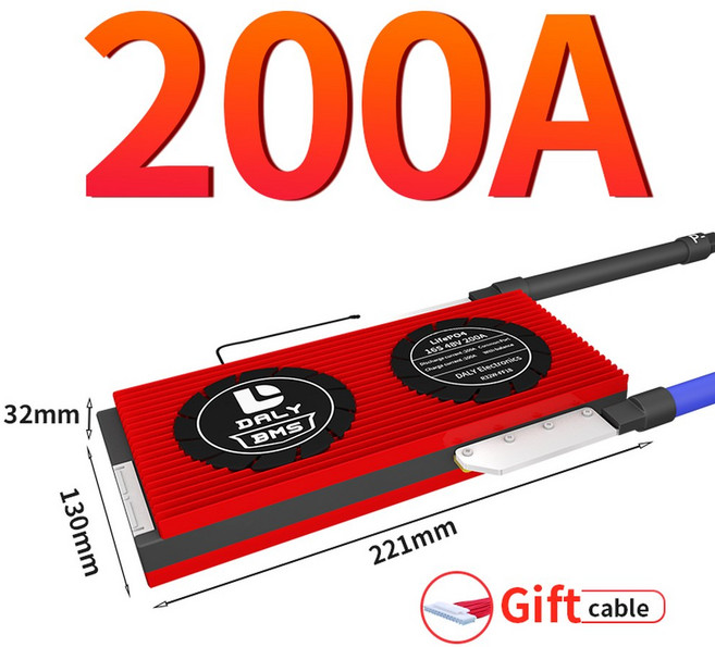 18650 이온 배터리 케이블이 48V 액티브 10S BMS 200A용 8S 16S 있는 7S 15A 4S 밸런스 NTC LIFEPO4 13S 24V, Lifepo4 4S 12V, 200A common port NTC