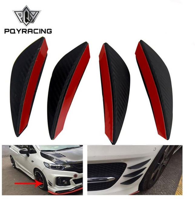 바디킷 카나드 4 개대 블랙 탄소 섬유 자동차 스포일러 맞는 앞 범퍼 립 스플리터 핀 에어 나이프 자동 바디 키트 원자가 턱 액세서리, 4pcs 탄소 섬유