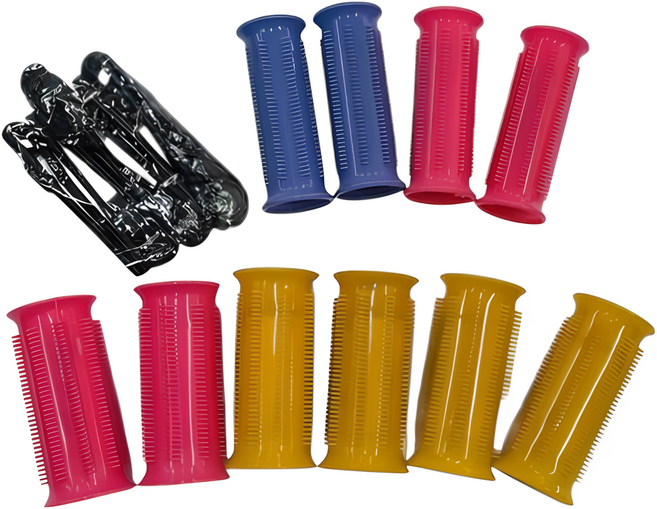 電熱捲髮組 10入 (快速加熱), 1個, 單捲心6中4小+髮叉(不含底座)