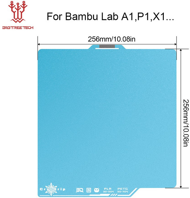 BIQU 빌드 플레이트 CRYOGRIP 논클로그 양면 코팅 스틸 X2D 스프링 바무랩, 1PCS, 256x256mm Fr bite