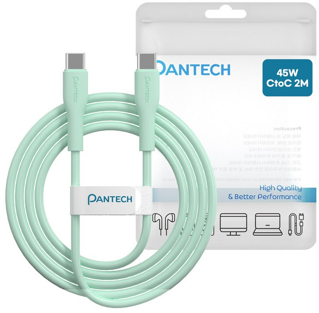 팬택 C타입-C타입 45W 초고속 케이블, 민트, 1개, 2m