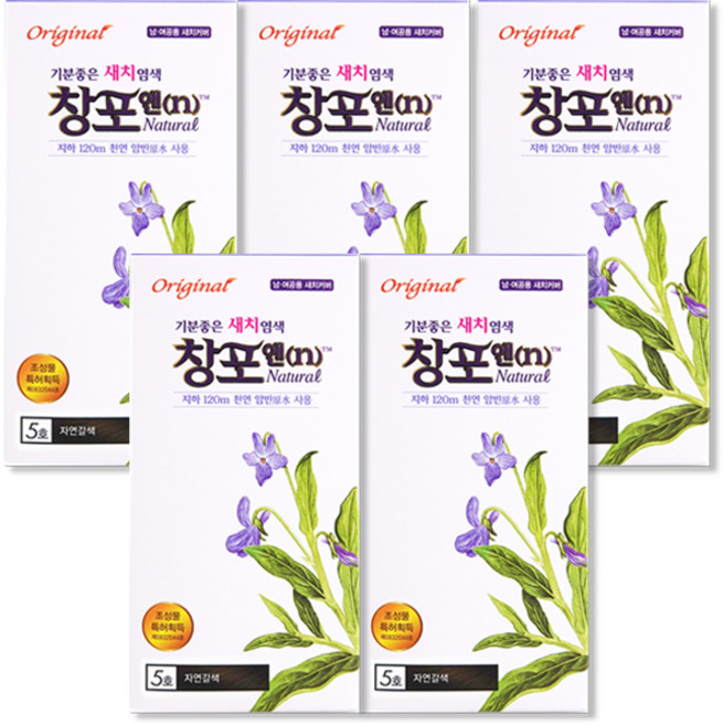 [중외제약] 창포엔 내추럴 기분좋은 새치염색 50g 5호 소매용, 자연갈색, 5개