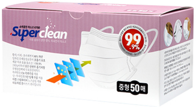 3Q 슈퍼클린 KF80마스크 50매 벌크형, 1개, M사이즈(중형)