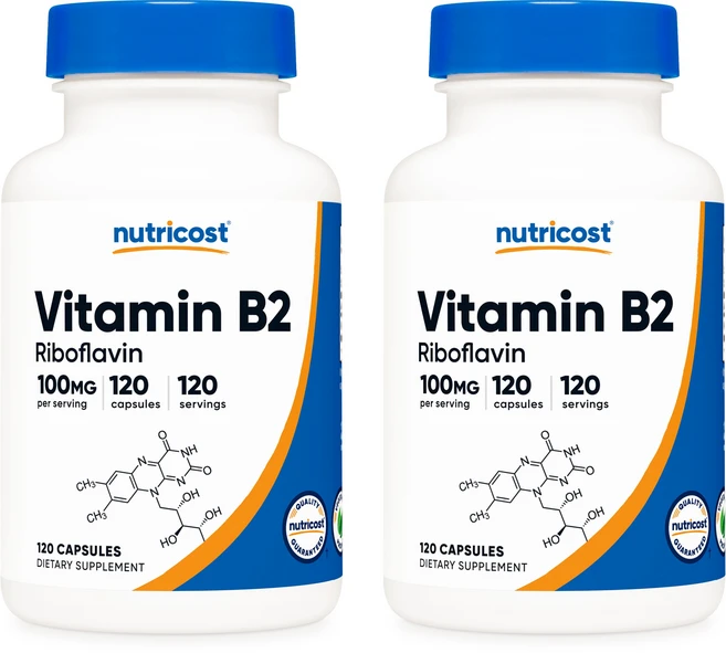 Nutricost Vitamin B2 (Riboflavin) 뉴트리코스트 비타민 리보플라빈 100mg 120캡슐 2팩, 2개, 120정 - 쿠팡